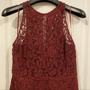 J Crew Pamela Floor Length Lace Dress Size 10 Wine Color